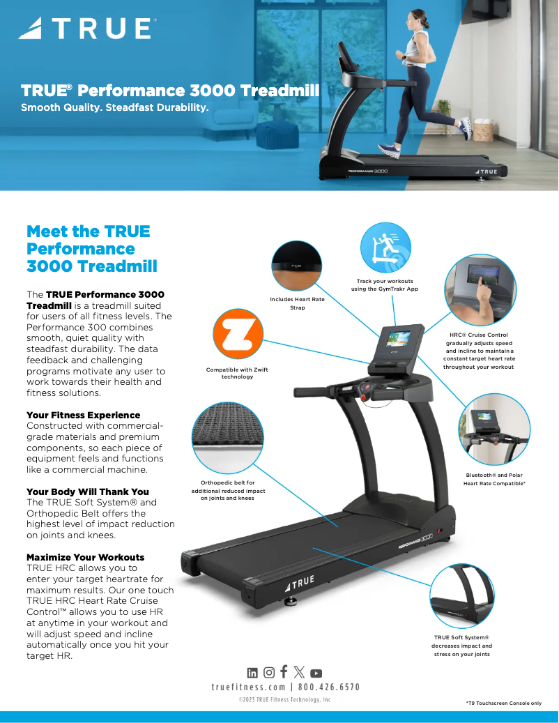 Page 1 of the manual Technical Sheet True Performance 3000