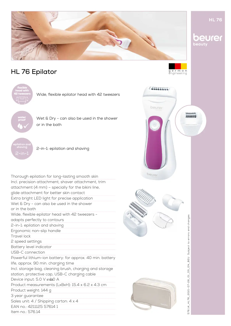First page image of the manual for SatinSkin HL 76