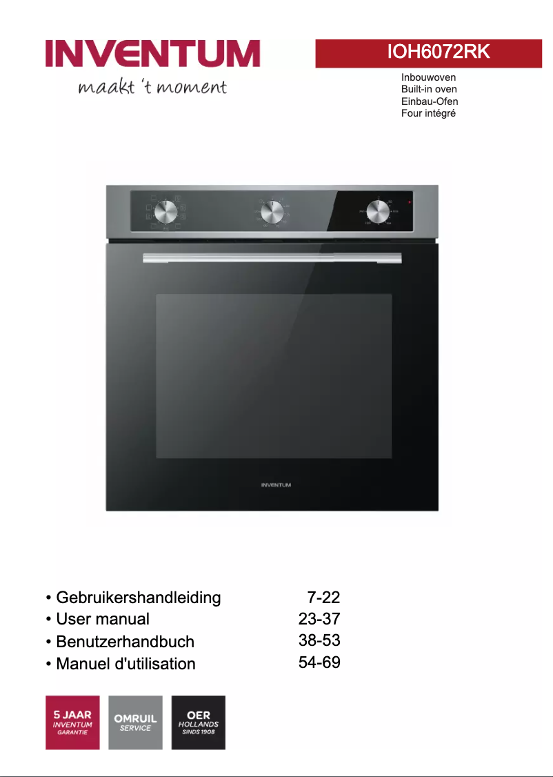 Page 1 of the manual User Manual Inventum IOH6072RK