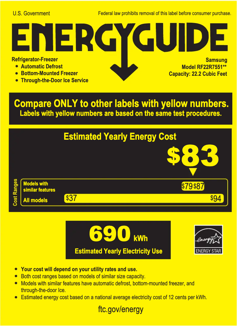 Page 1 of the manual Energy Label Samsung RF22R7551DT