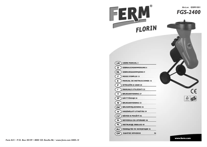 Page 1 of the manual User Manual Ferm FGS-2400