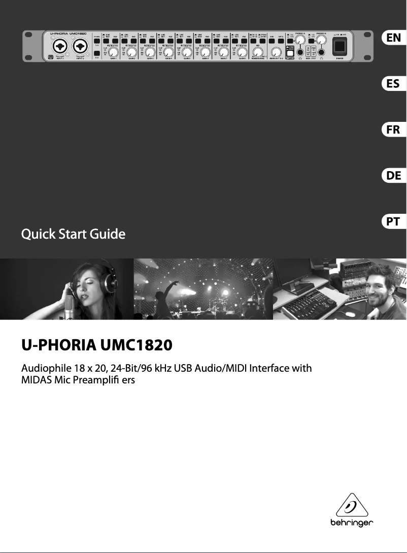 Page 1 of the manual User Manual Behringer U-PHORIA UMC1820