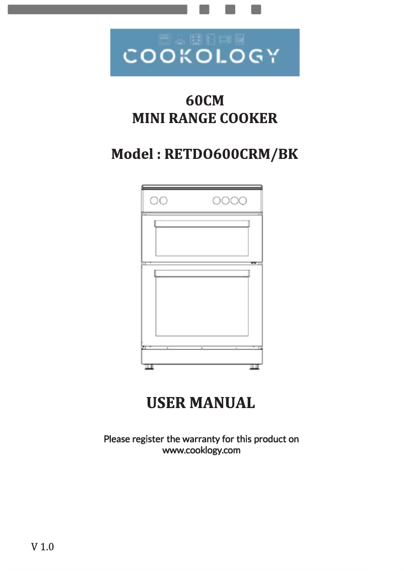 Page 1 of the manual User Manual Cookology RETDO600BK