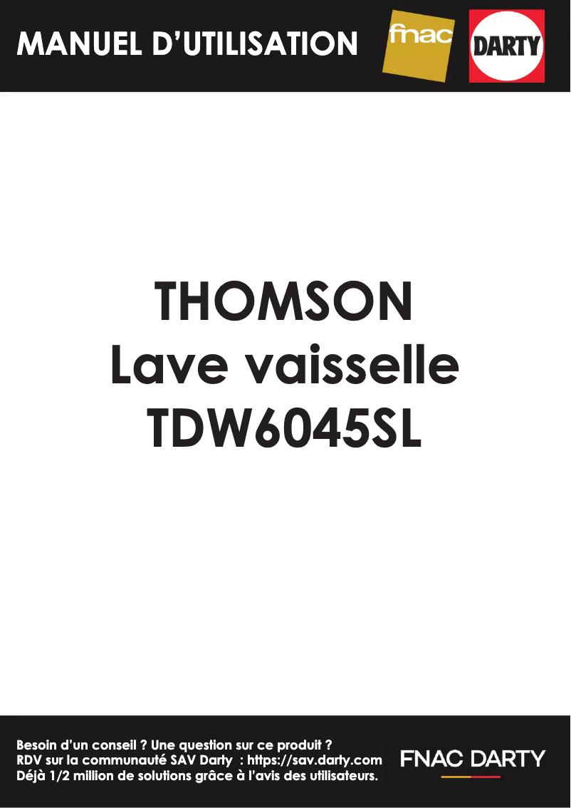 First page image of the manual for TDW6045SL