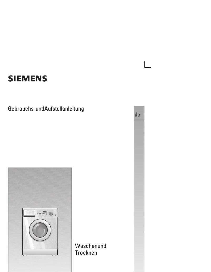 Page 1 of the manual User Manual Siemens WDI1442