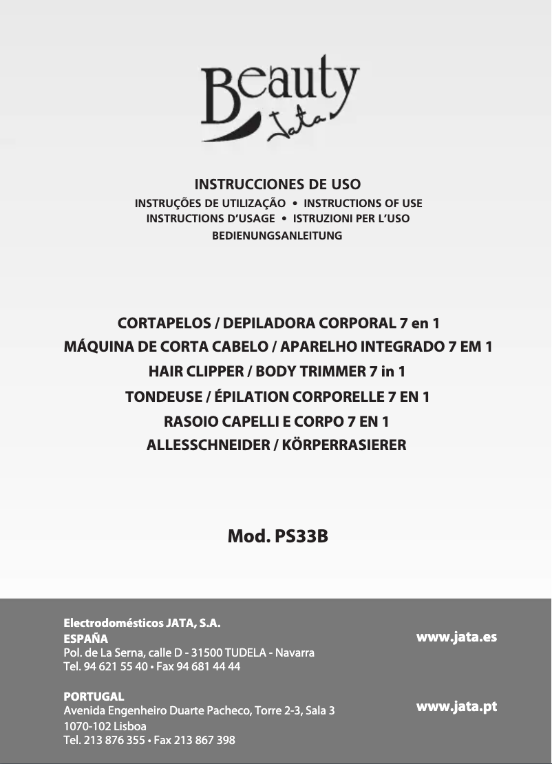 First page image of the manual for PS33B