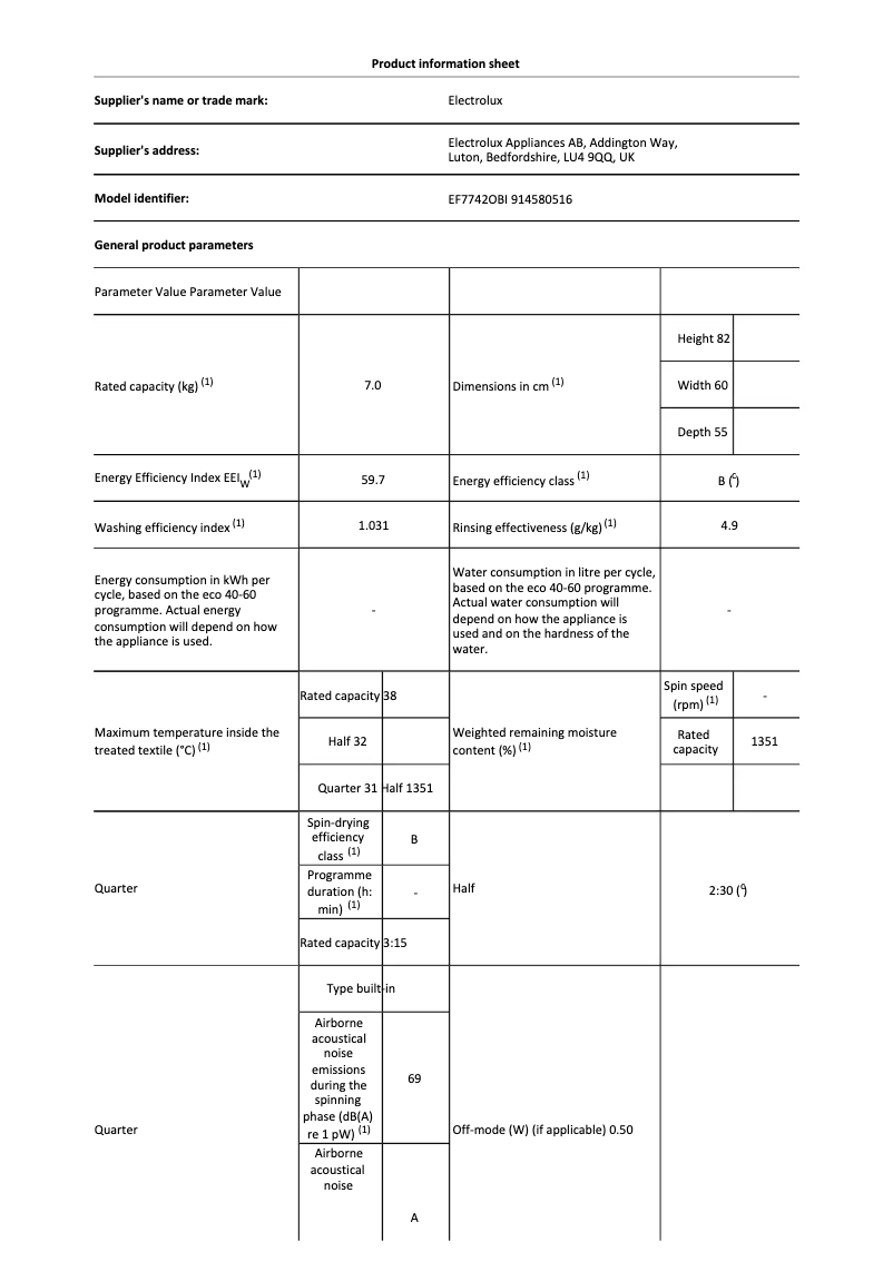 First page image of the manual for EF7742OBI