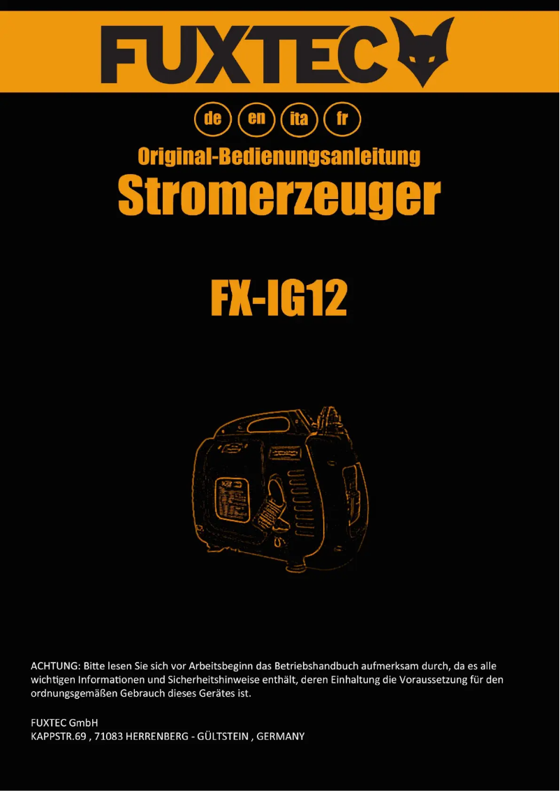First page image of the manual for FX-IG12