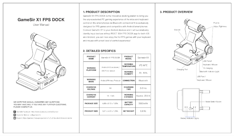 Page 1 of the manual User Manual Gamesir X1