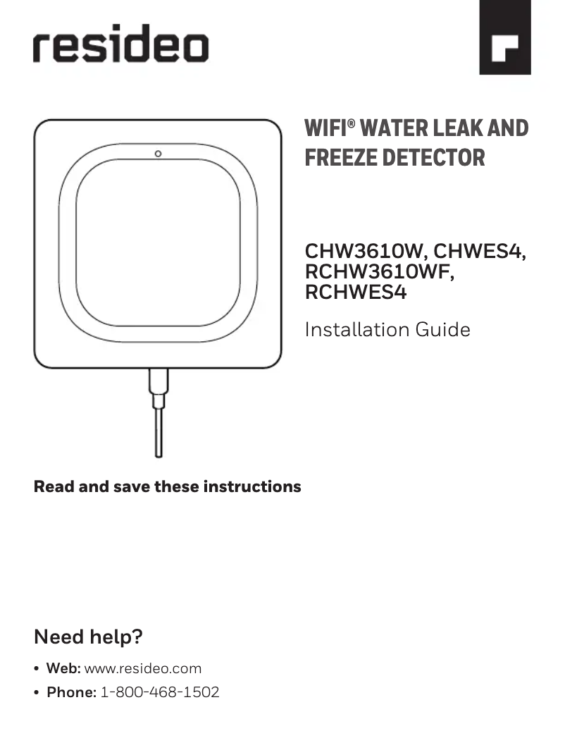 Page 1 of the manual Installation Guide Honeywell RWD41/T