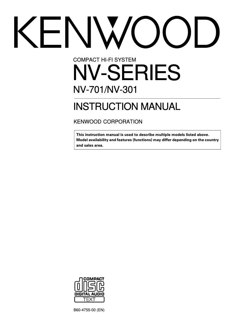 First page image of the manual for NV-701