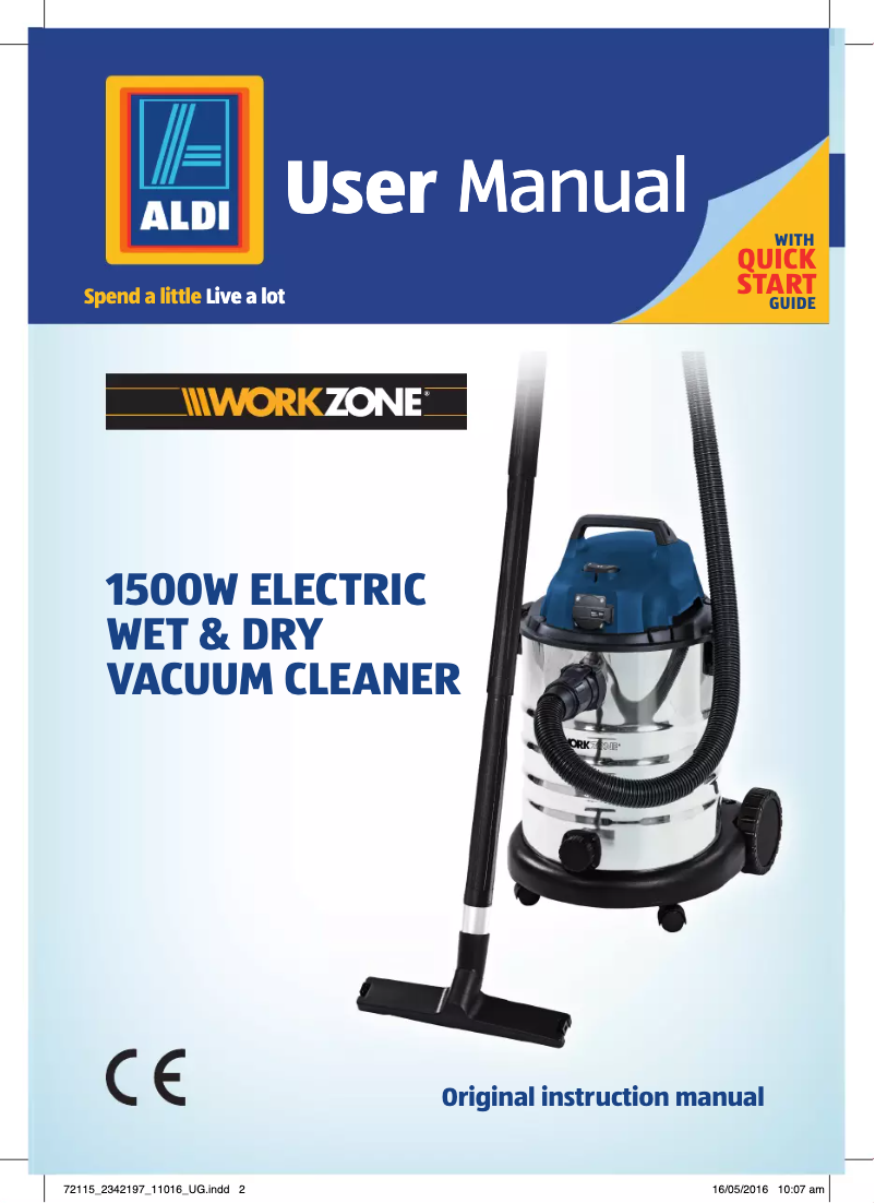 Page 1 of the manual User Manual Workzone WZVC 1930 SA