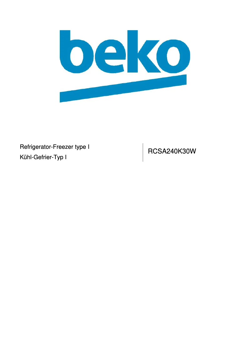 Page 1 of the manual User Manual Beko RCSA240K30W