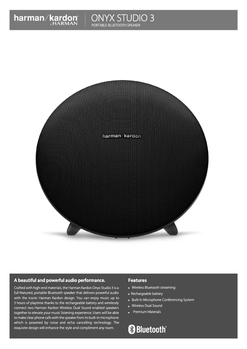 Page 1 of the manual Technical Sheet Harman Kardon Onyx Studio 3