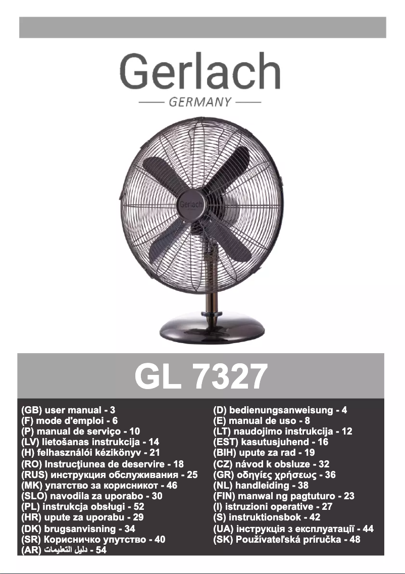 First page image of the manual for GL 7327