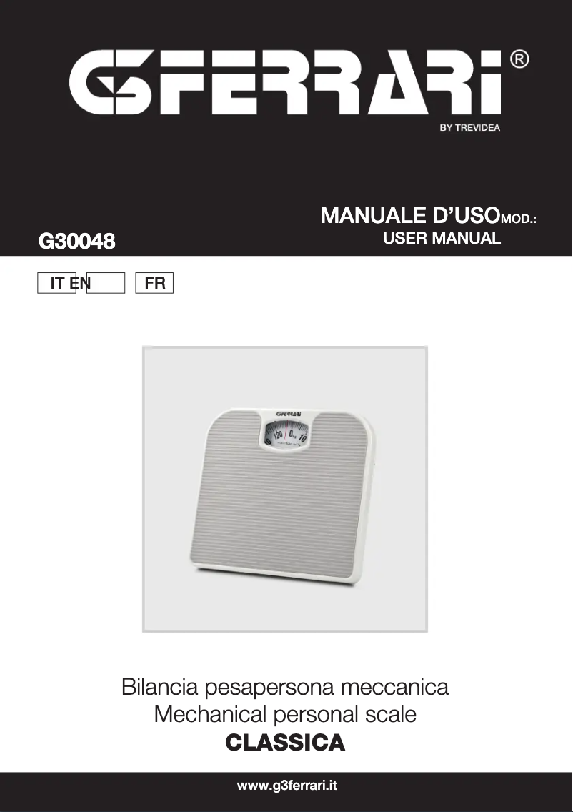 Page 1 de la notice Manuel utilisateur G3 Ferrari Classica G30048