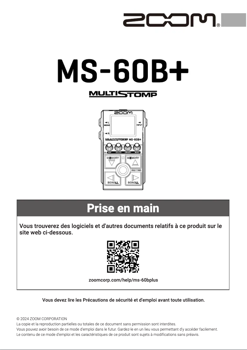 First page image of the manual for MultiStomp MS-60B+