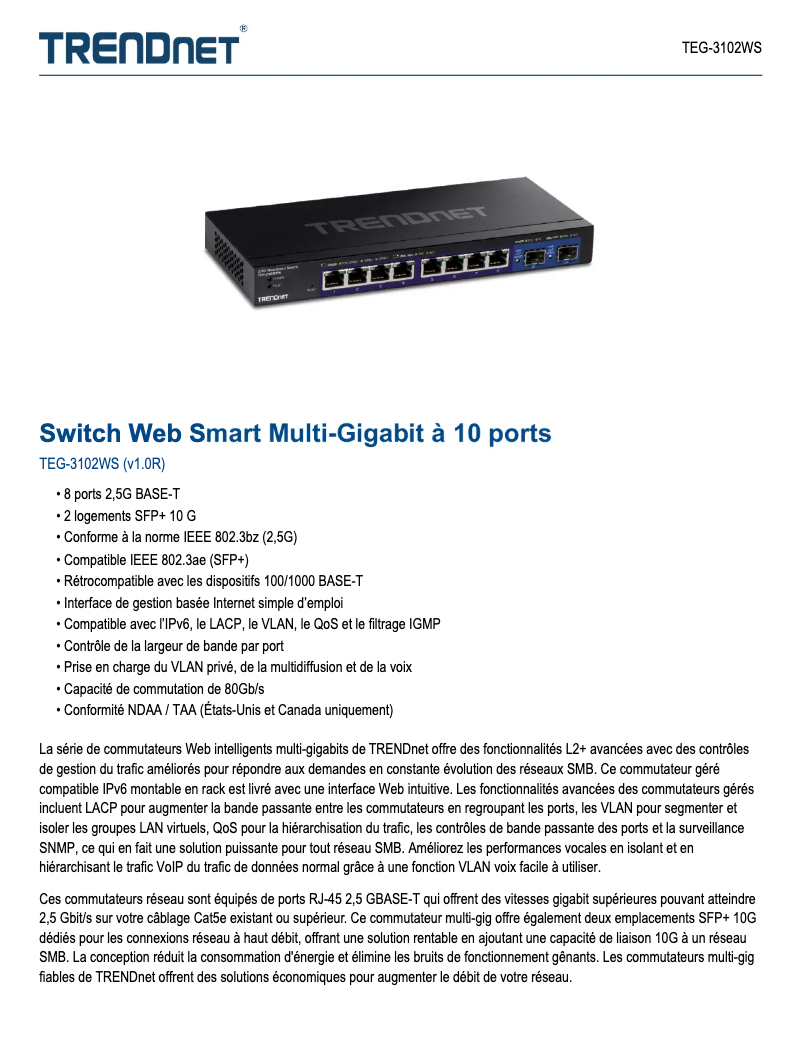 First page image of the manual for TEG-3102WS