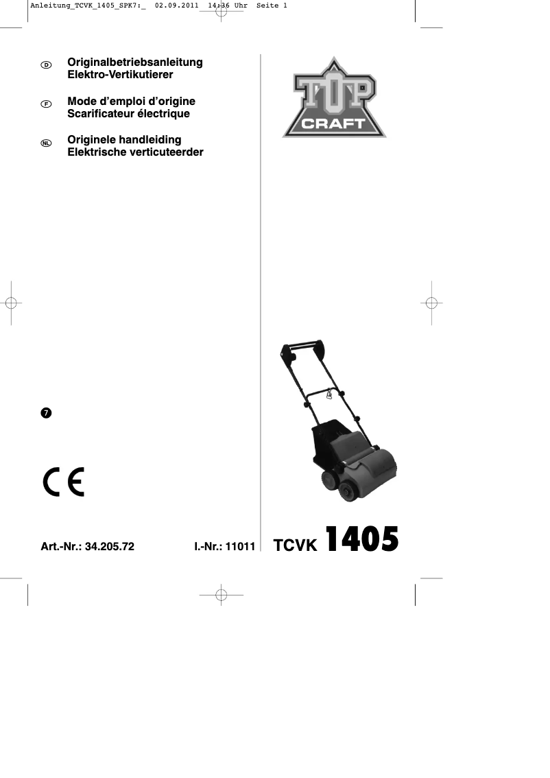 Page 1 de la notice Manuel utilisateur Topcraft TCVK 1405
