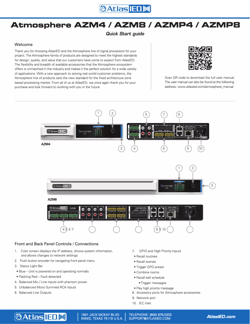 First page image of the manual for Atmosphere  AZMP8