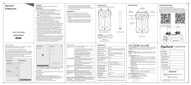 First page image of the manual for Sidus Link Bridge