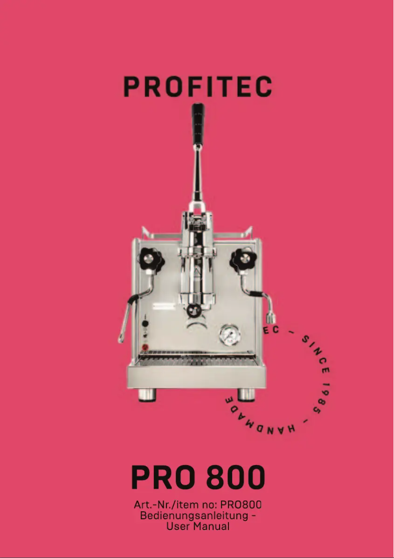 First page image of the manual for Pro 800