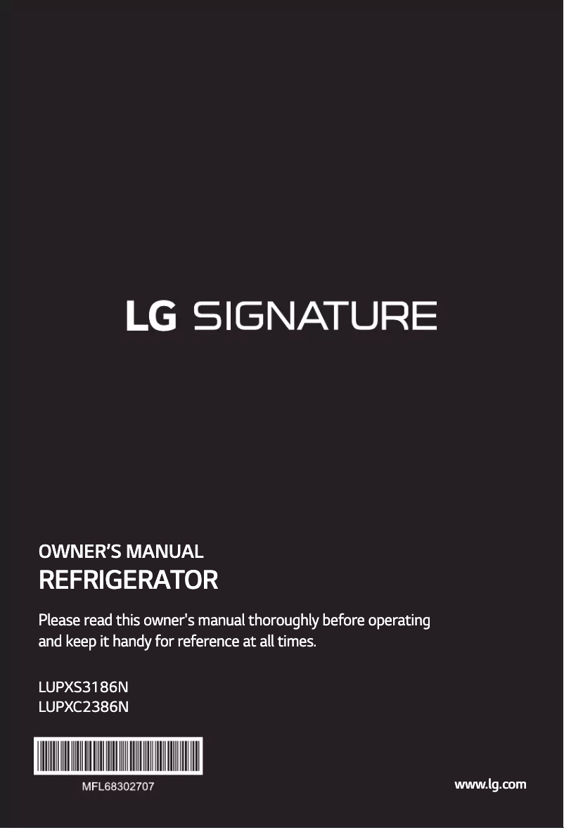 First page image of the manual for Signature LUPXS3186N