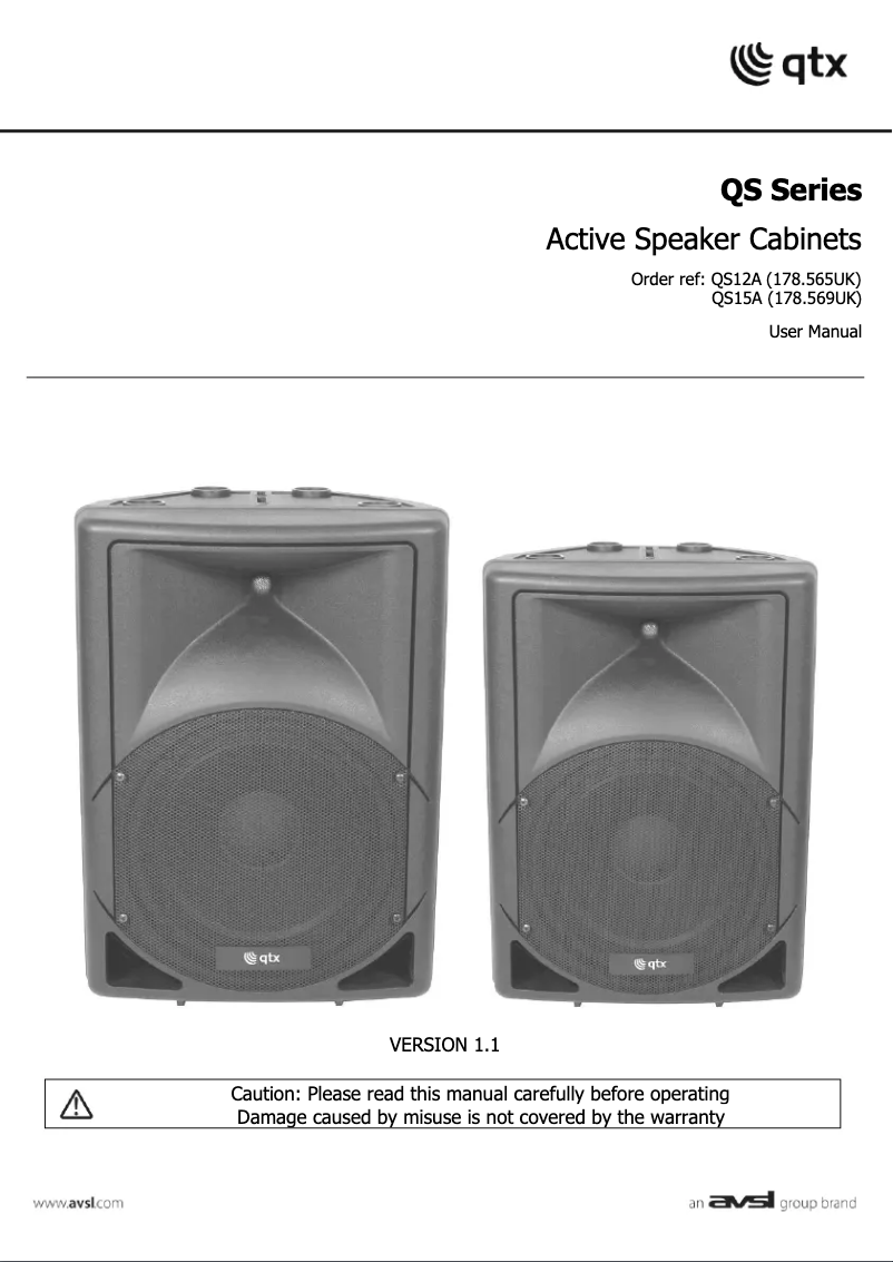 First page image of the manual for QS15A