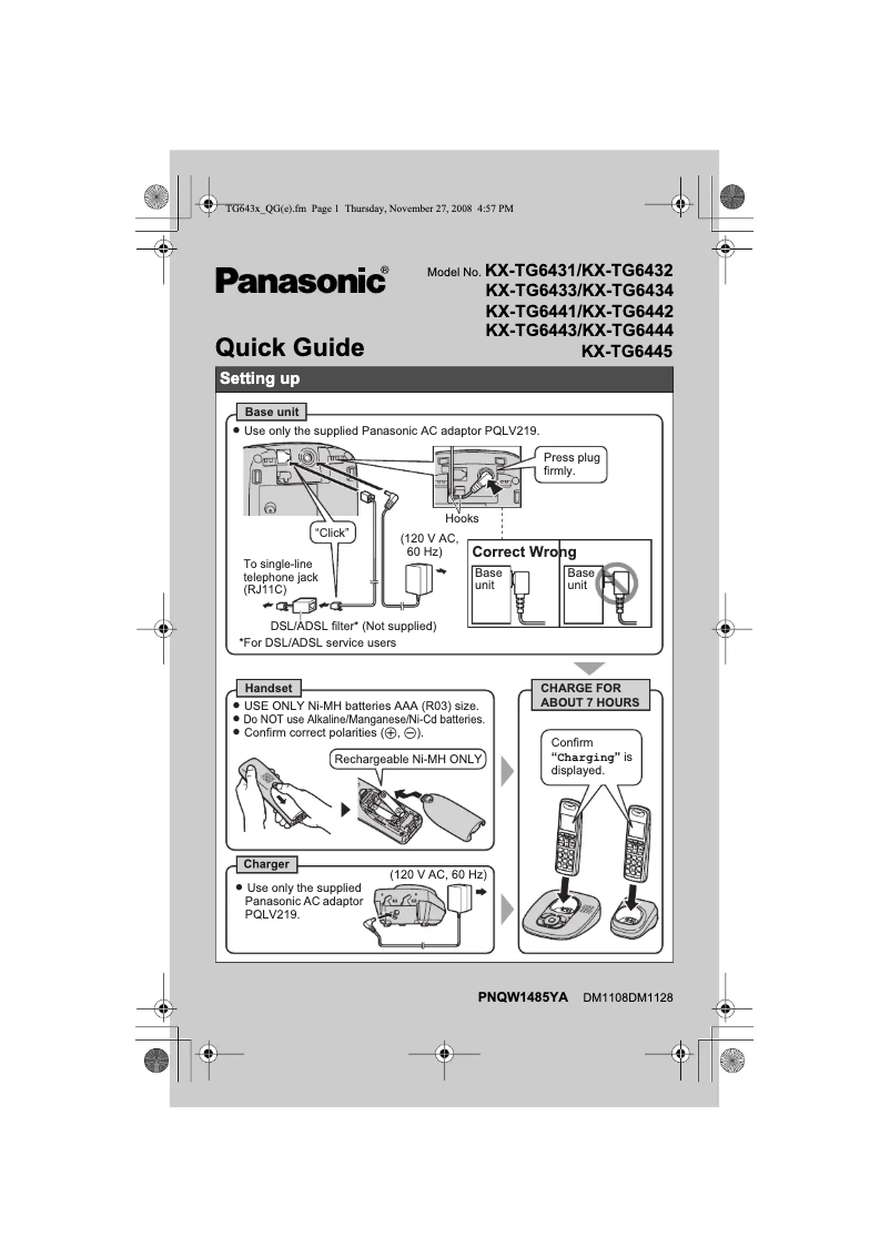 Page 1 of the manual User Manual Panasonic KX-TG6440