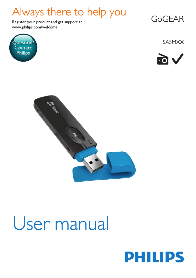 First page image of the manual for GoGear SA5MXX02PF