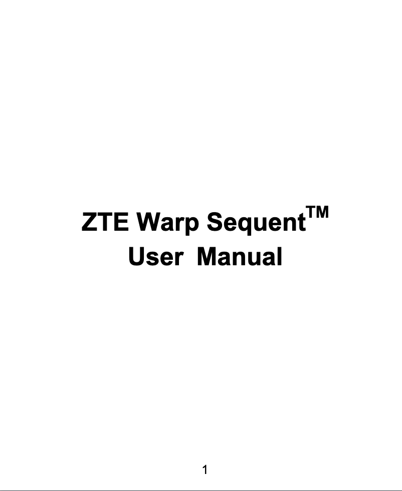 Page 1 of the manual User Manual ZTE Warp Sequent
