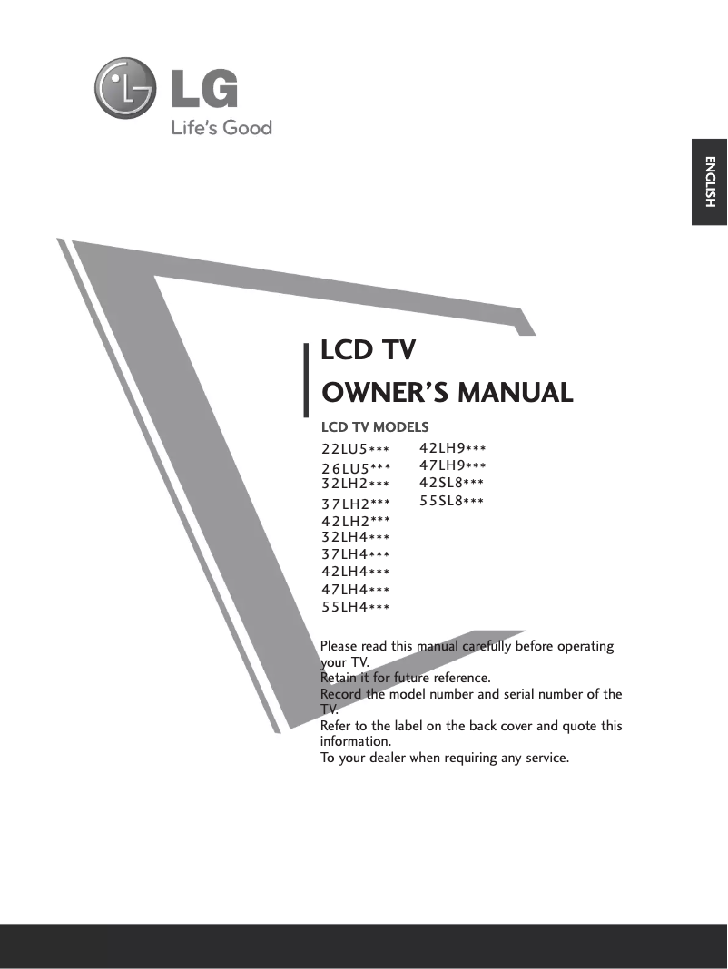 First page image of the manual for 55LH45YD