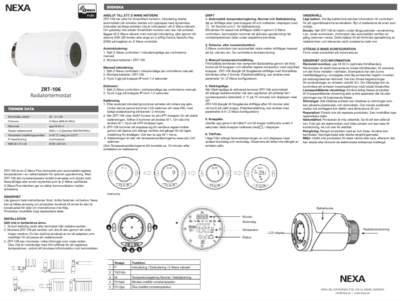 Page 1 of the manual User Manual Nexa ZRT-106