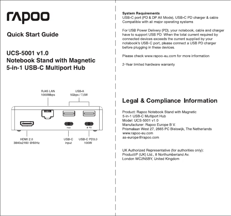 First page image of the manual for UCS-5001