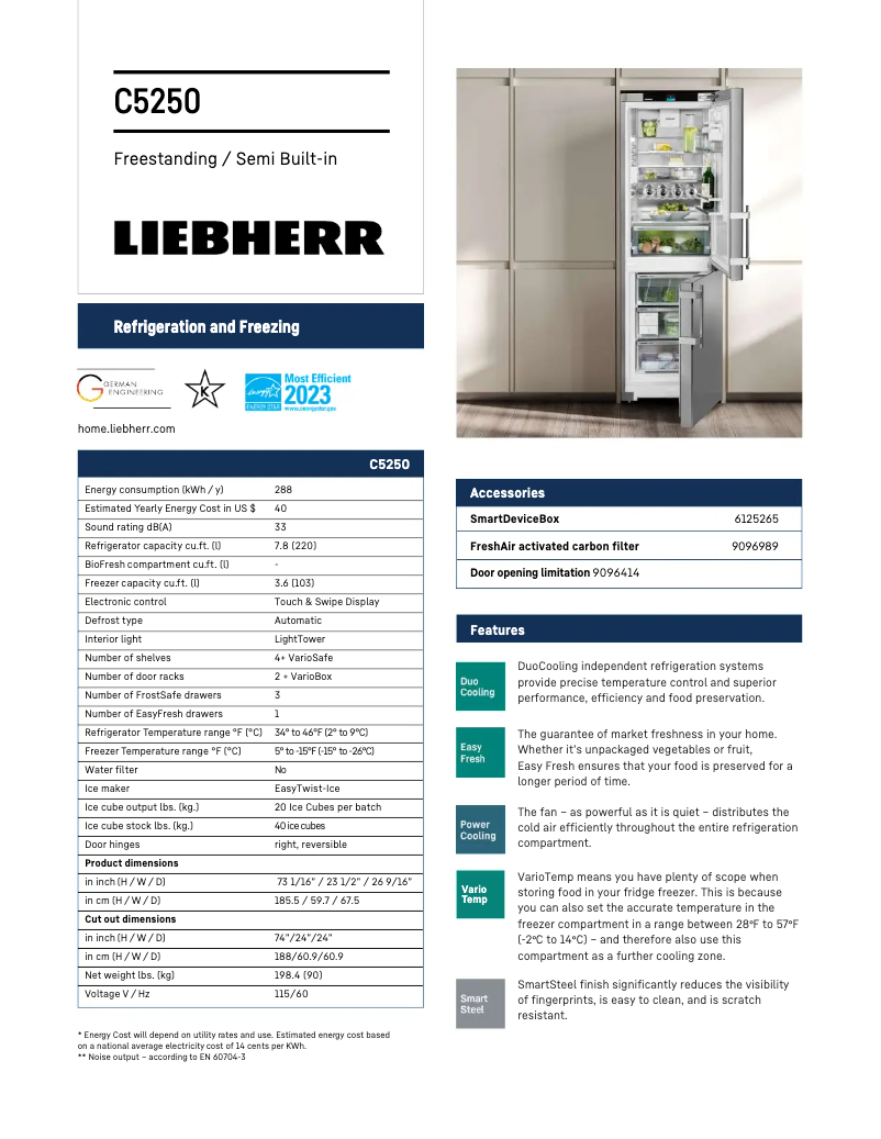 Page 1 of the manual Technical Sheet Liebherr C5250