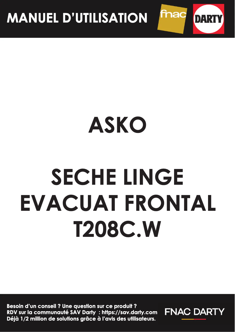 Page 1 of the manual User Manual Asko T208CW