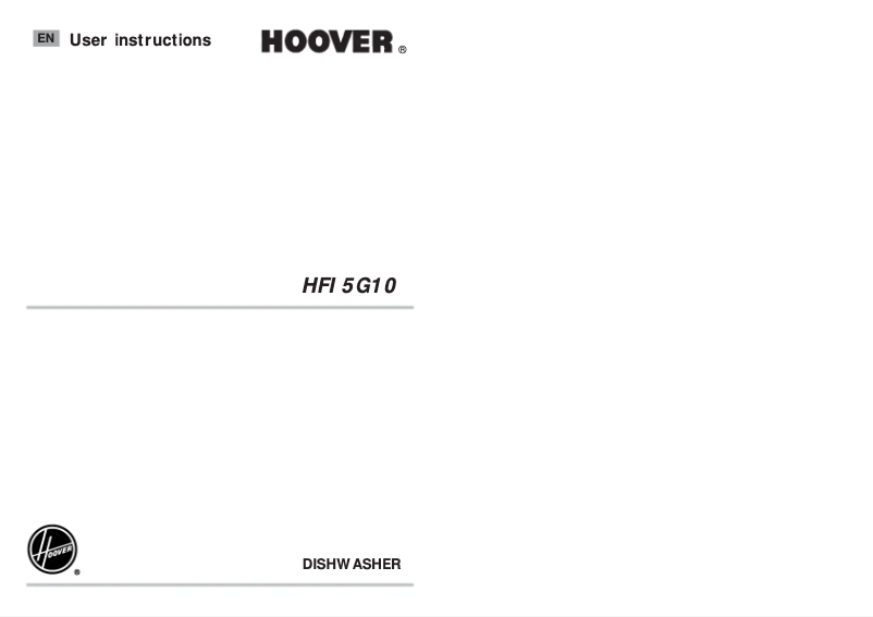 Page 1 of the manual User Manual Hoover HFI5G10