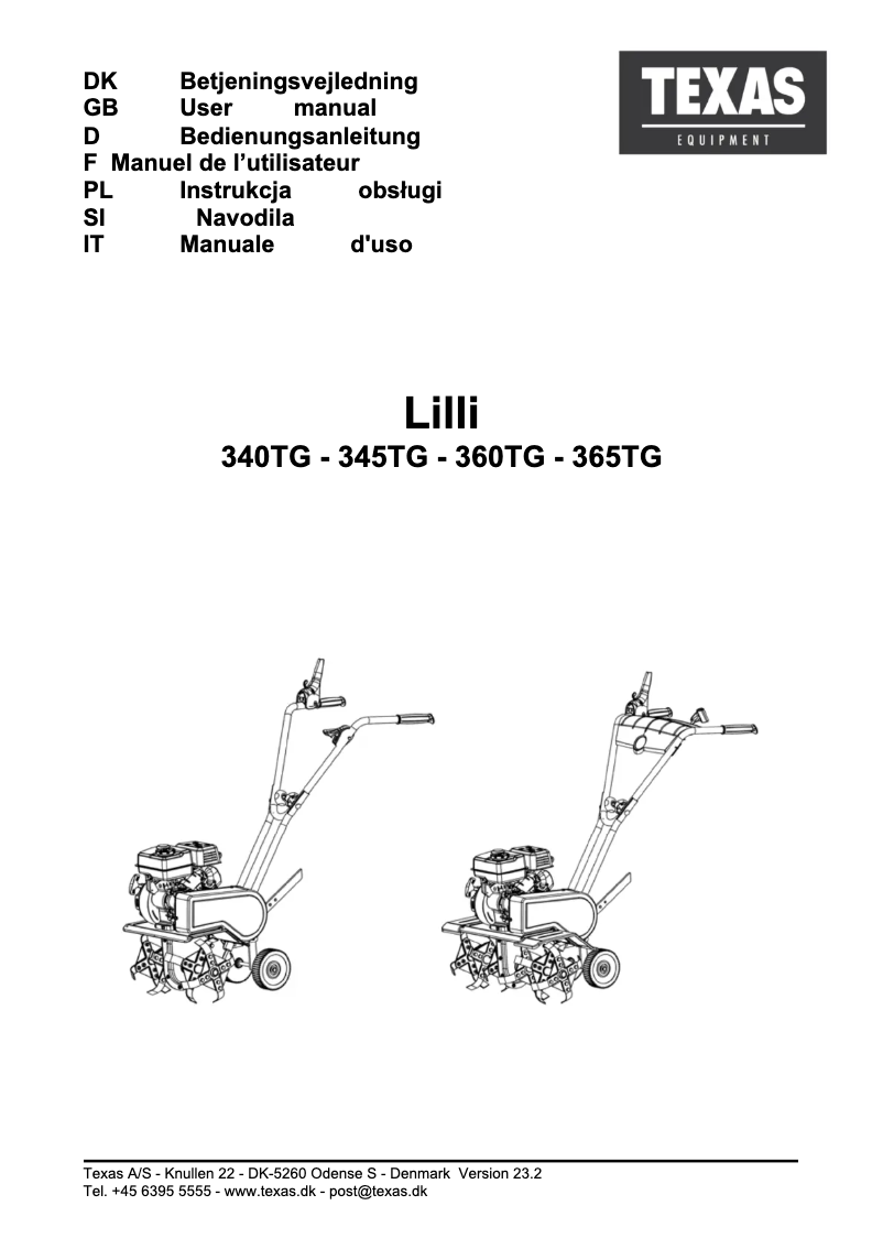 First page image of the manual for Lilli 340TG