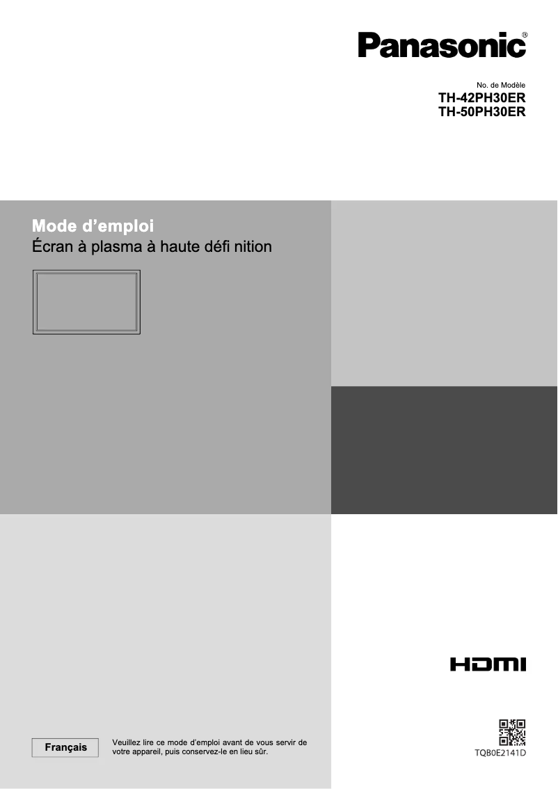 Page 1 of the manual User Manual Panasonic TH-42PH30ER