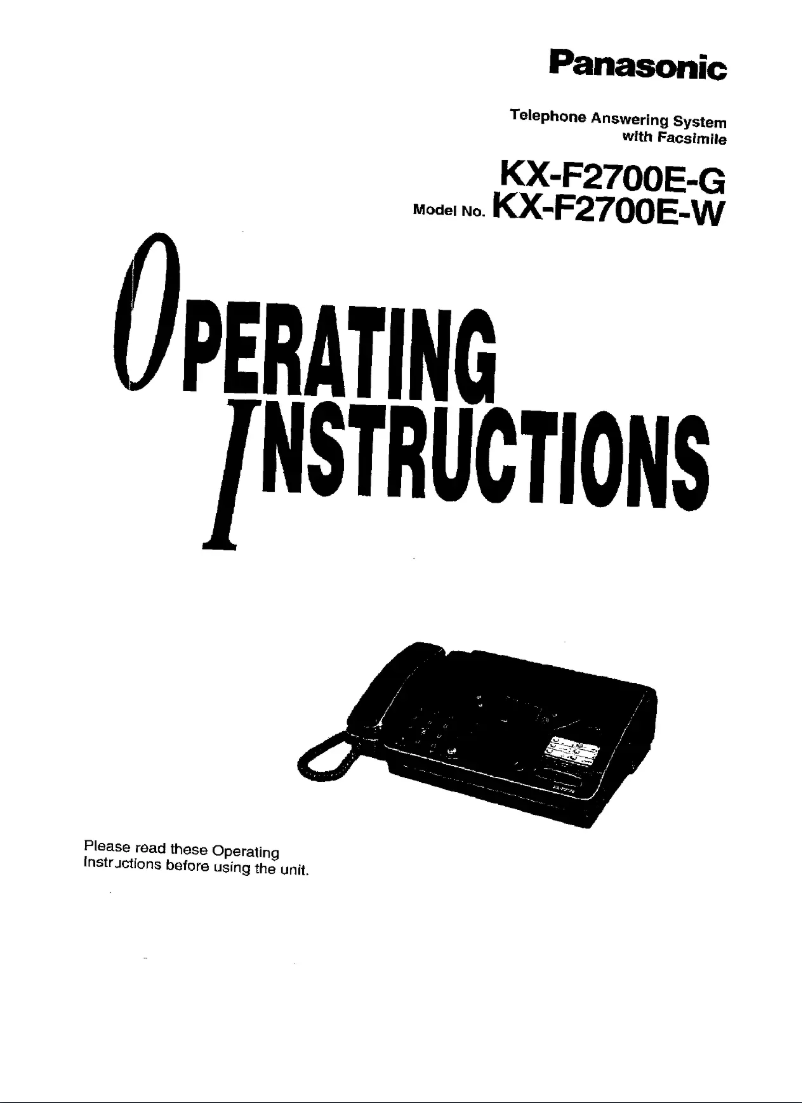 First page image of the manual for KX-F2700EW
