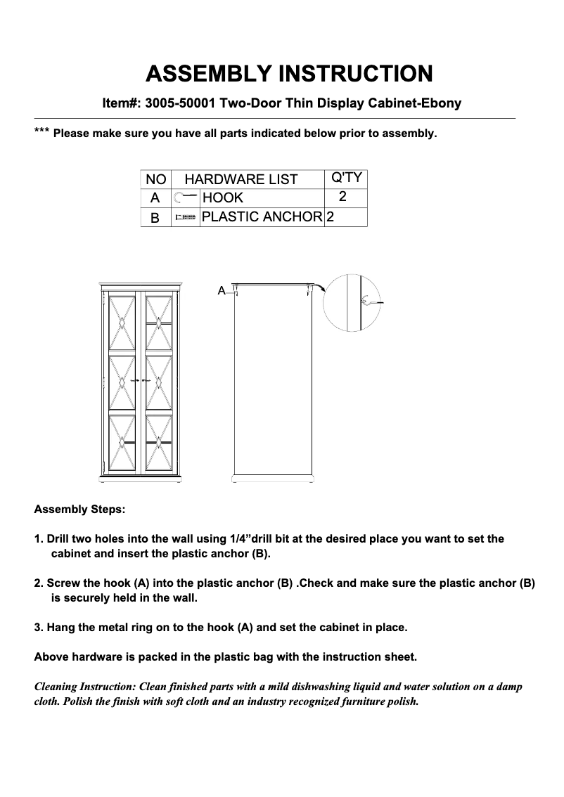 First page image of the manual for 3005-50001