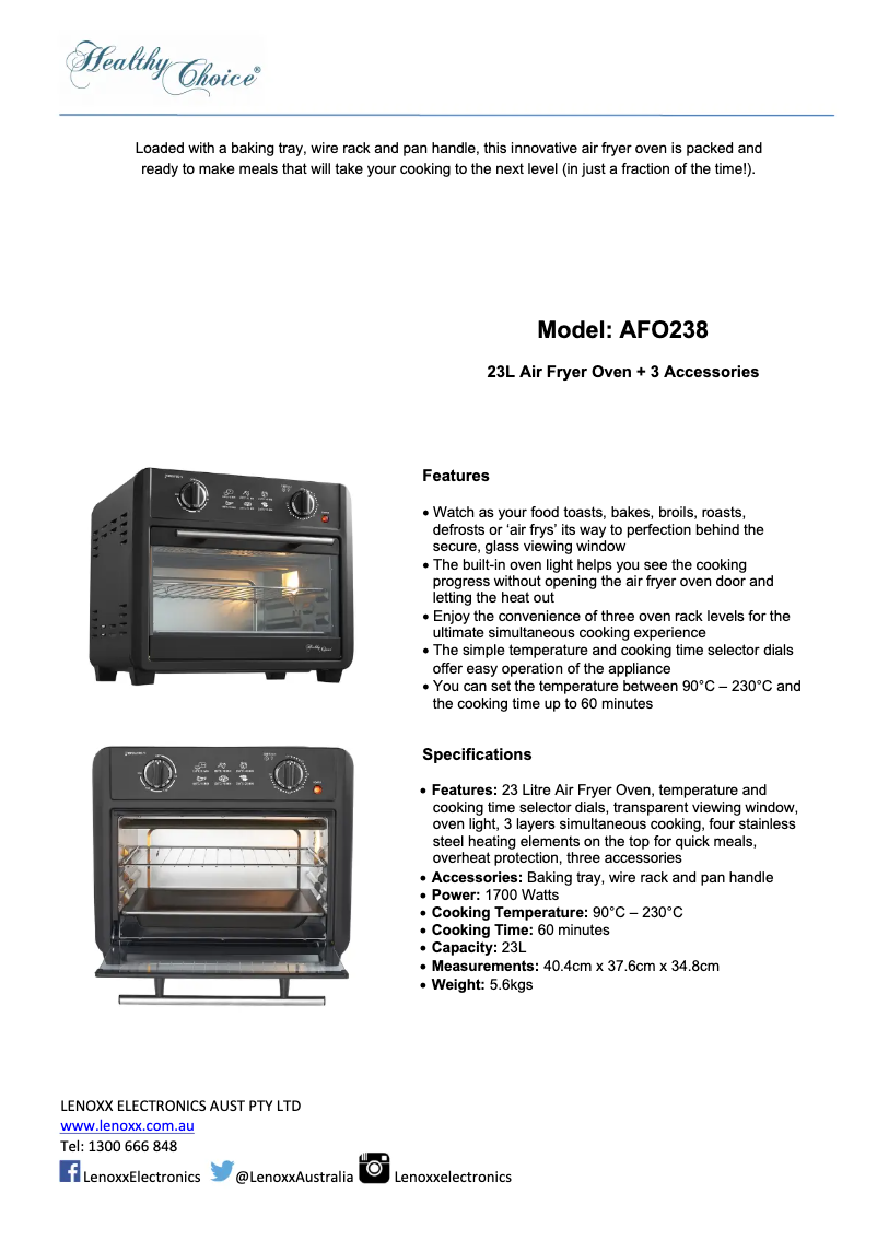 First page image of the manual for AFO238