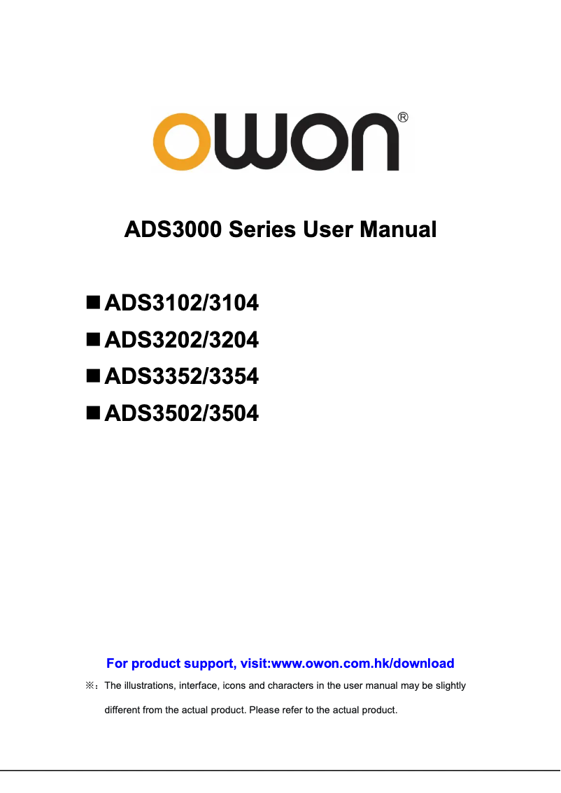 Page 1 of the manual User Manual Owon ADS3000