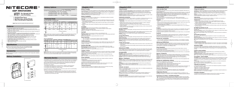 Page 1 of the manual User Manual Nitecore UT27