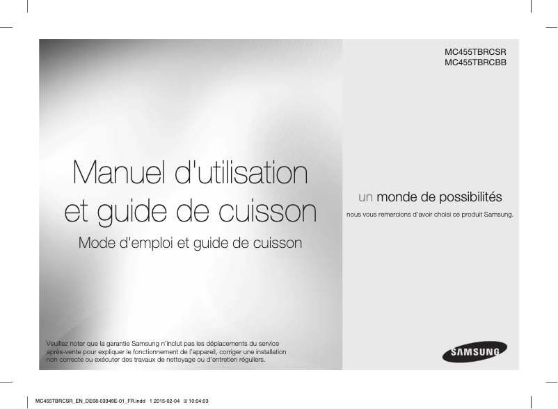 Page 1 of the manual User Manual Samsung MC455