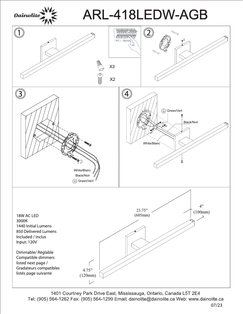 First page image of the manual for Arandel ARL-418LEDW-AGB