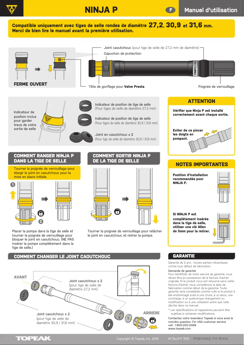 Page 1 of the manual User Manual Topeak Ninja P