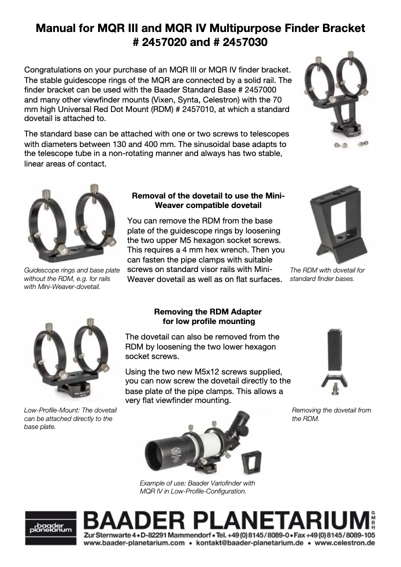 First page image of the manual for MQR-III