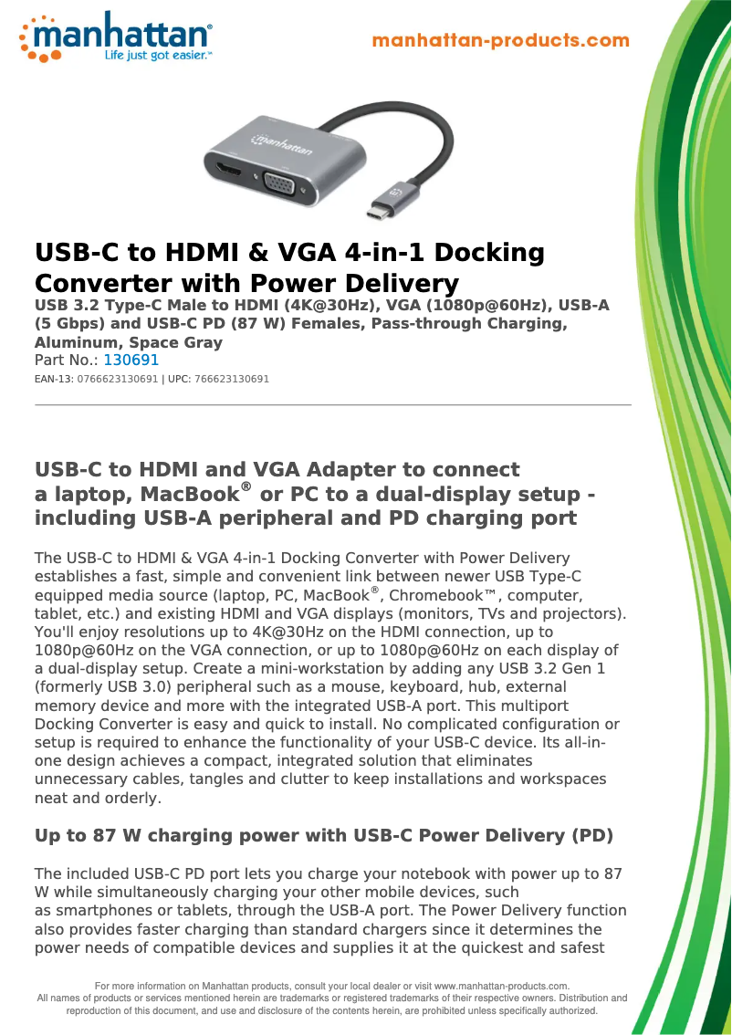 First page image of the manual for 130691