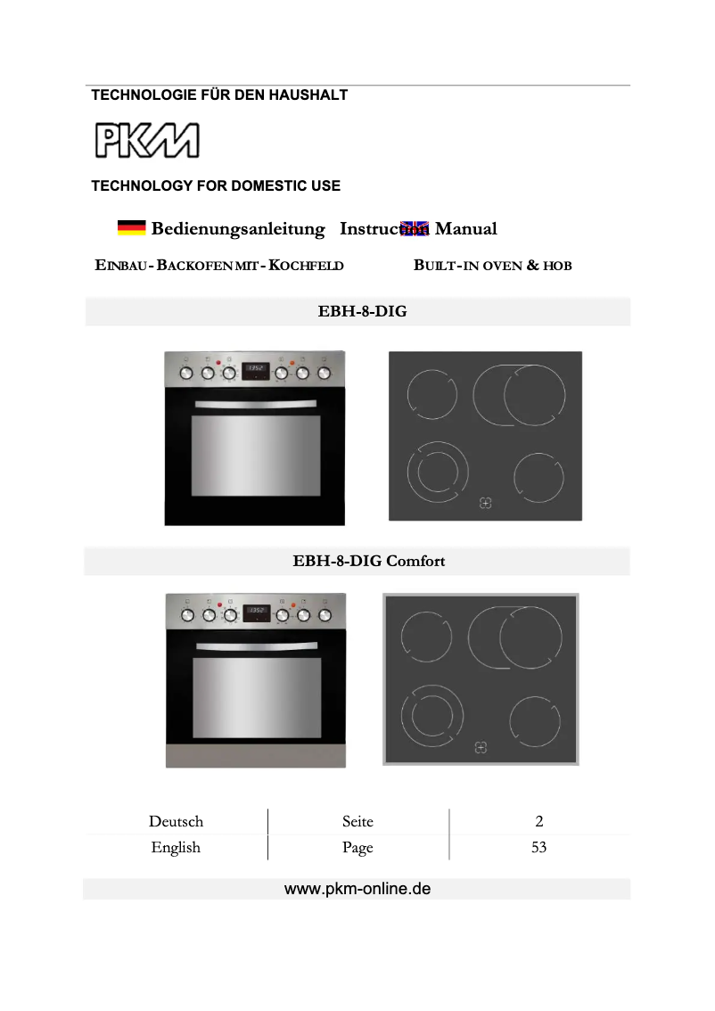 Page 1 of the manual User Manual PKM EBH-8-DIG Comfort